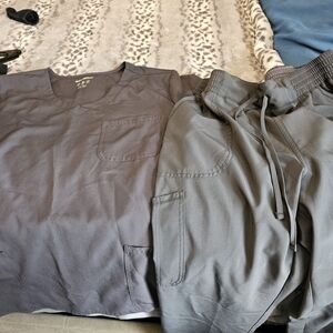 Gray Scrub Top and Pants Set